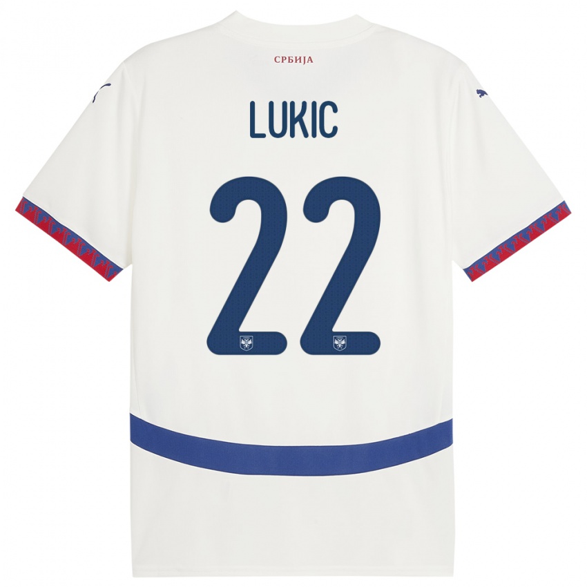 Pánské Srbsko Sasa Lukic #22 Bílý Daleko Hráčské Dresy 24-26 Dres