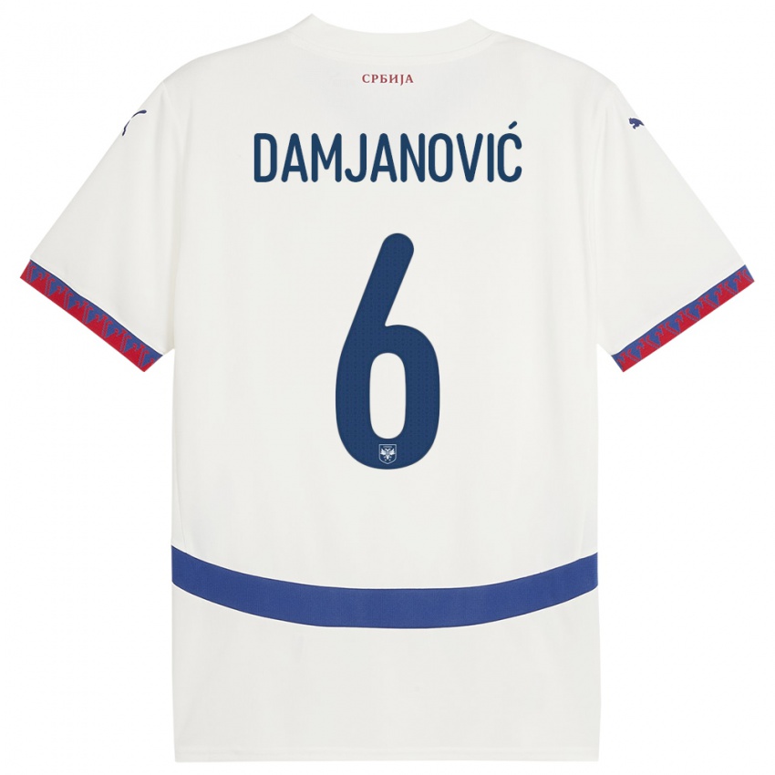 Pánské Srbsko Nevena Damjanovic #6 Bílý Daleko Hráčské Dresy 24-26 Dres