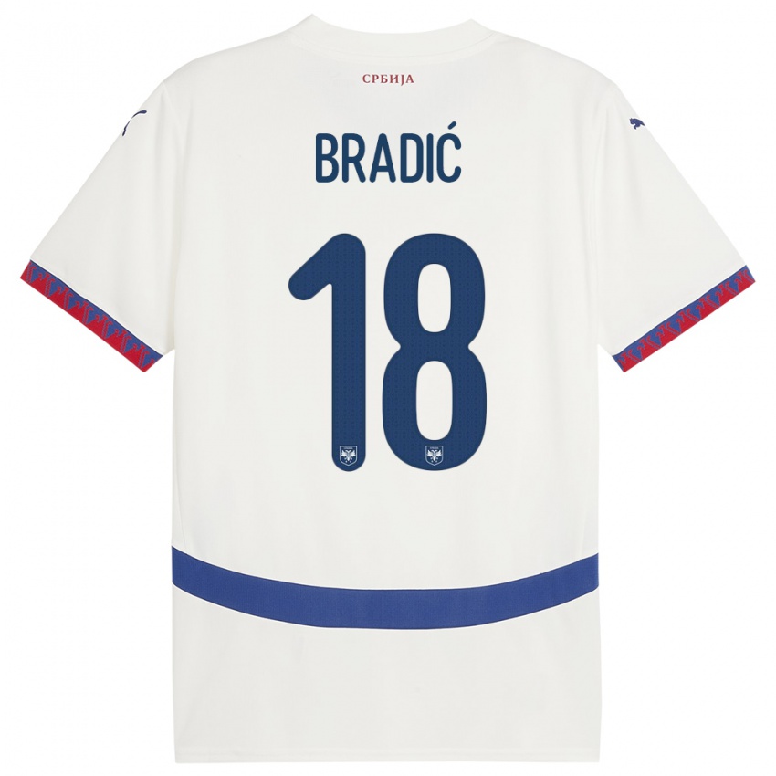 Pánské Srbsko Biljana Bradic #18 Bílý Daleko Hráčské Dresy 24-26 Dres