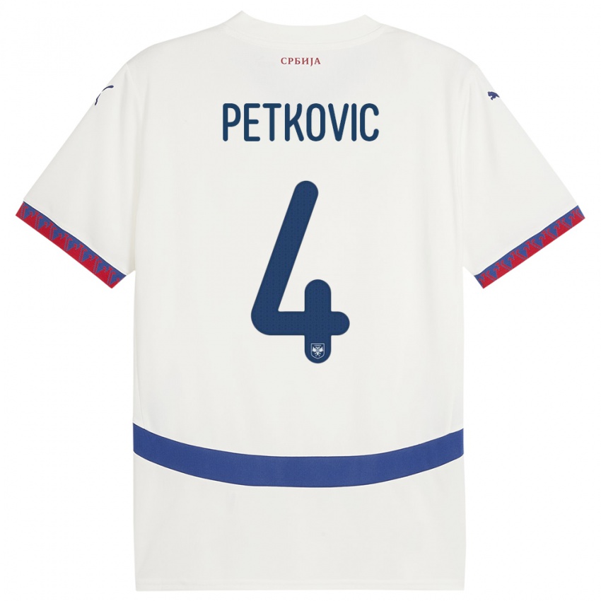 Pánské Srbsko Nikola Petkovic #4 Bílý Daleko Hráčské Dresy 24-26 Dres