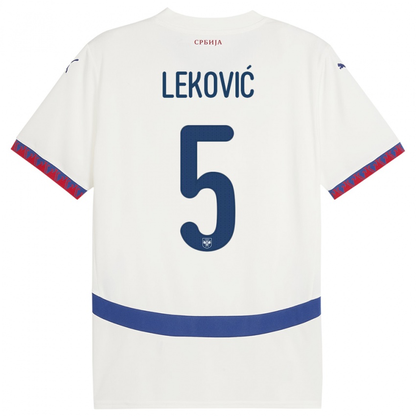 Pánské Srbsko Stefan Lekovic #5 Bílý Daleko Hráčské Dresy 24-26 Dres