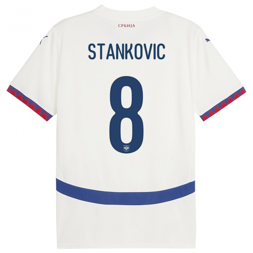 Pánské Srbsko Nikola Stankovic #8 Bílý Daleko Hráčské Dresy 24-26 Dres