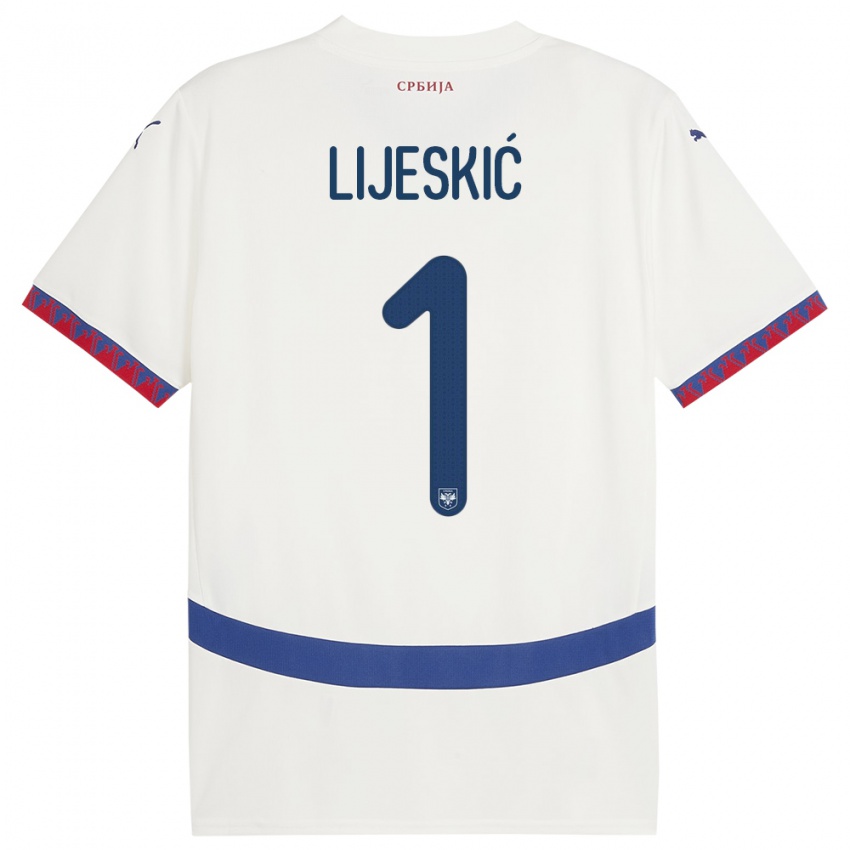 Pánské Srbsko Luka Lijeskic #1 Bílý Daleko Hráčské Dresy 24-26 Dres