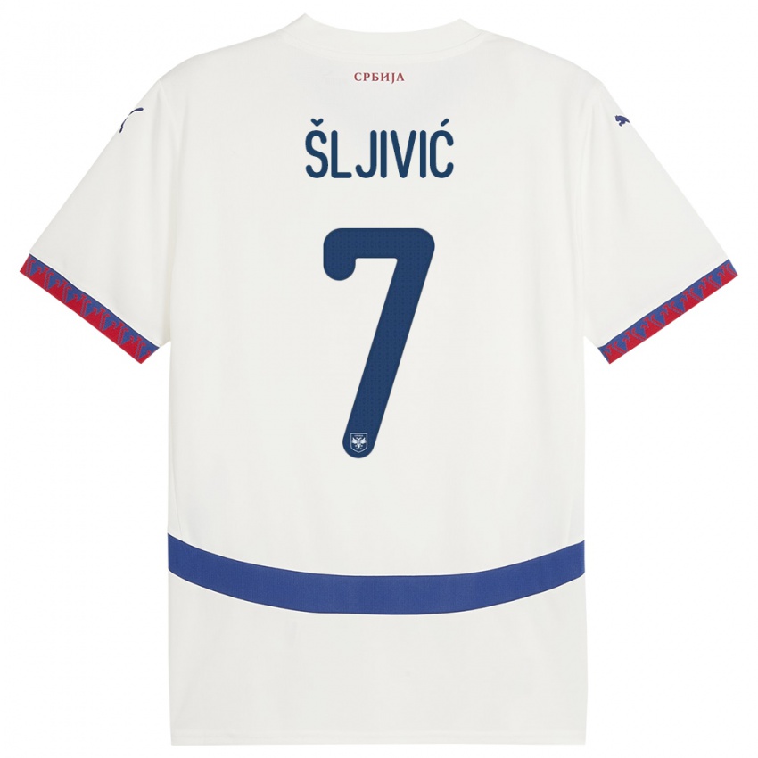 Pánské Srbsko Jovan Sljivic #7 Bílý Daleko Hráčské Dresy 24-26 Dres