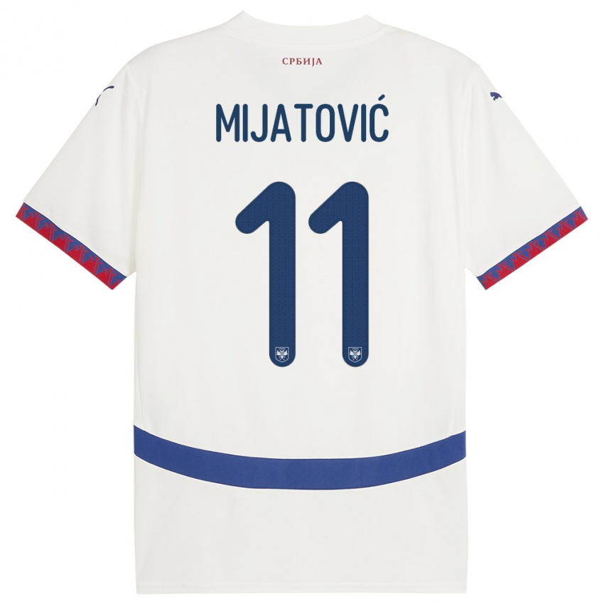 Pánské Srbsko Jovan Mijatovic #11 Bílý Daleko Hráčské Dresy 24-26 Dres