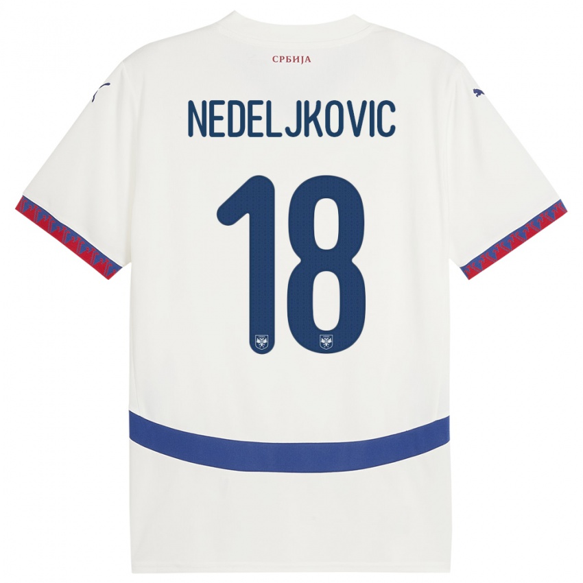 Pánské Srbsko Kosta Nedeljkovic #18 Bílý Daleko Hráčské Dresy 24-26 Dres