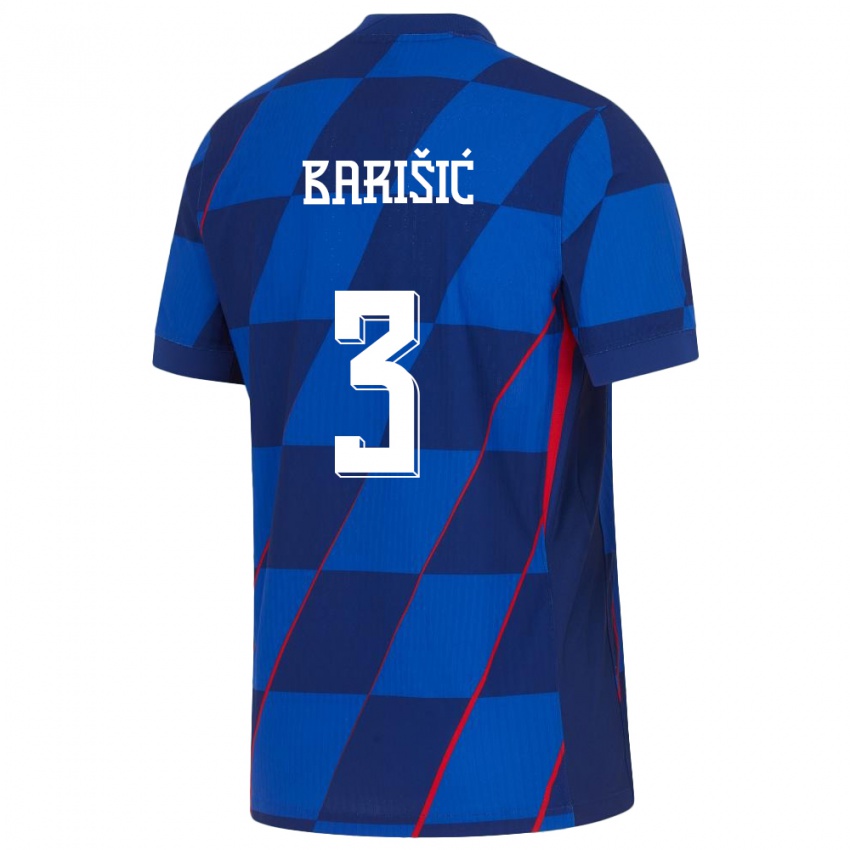 Pánské Chorvatsko Borna Barisic #3 Modrý Daleko Hráčské Dresy 24-26 Dres