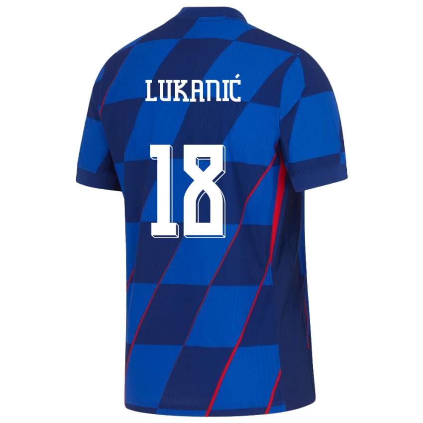 Pánské Chorvatsko Luka Lukanic #18 Modrý Daleko Hráčské Dresy 24-26 Dres