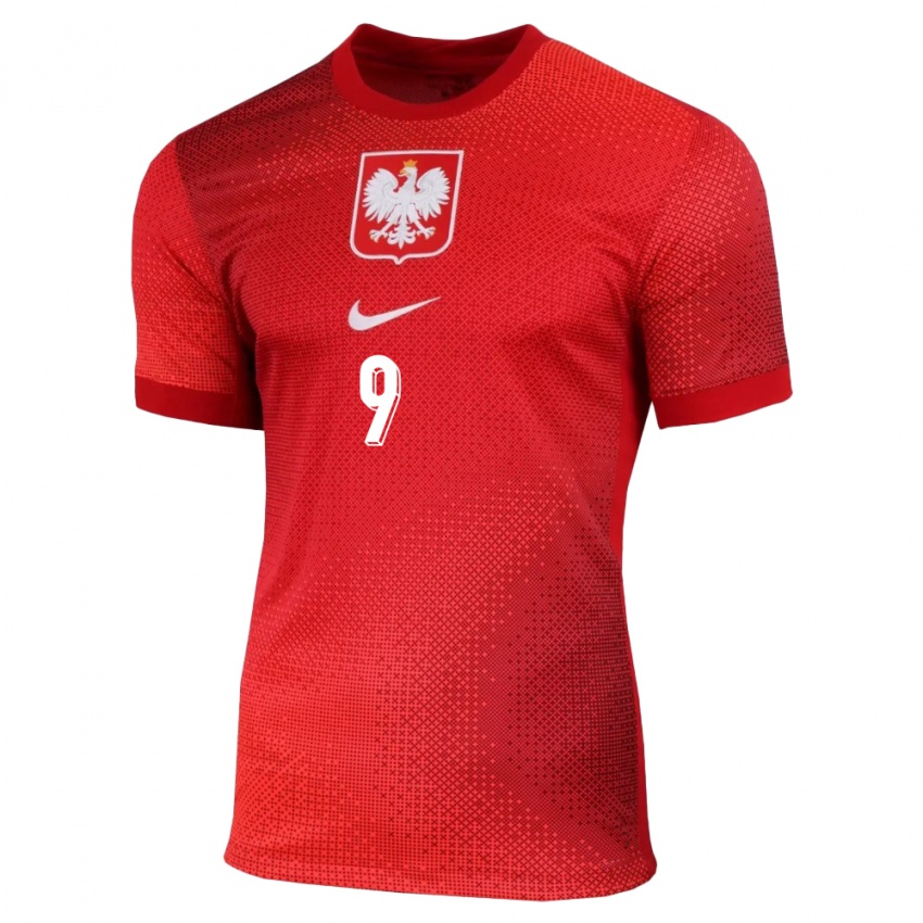 Pánské Polsko Robert Lewandowski #9 Červené Daleko Hráčské Dresy 24-26 Dres