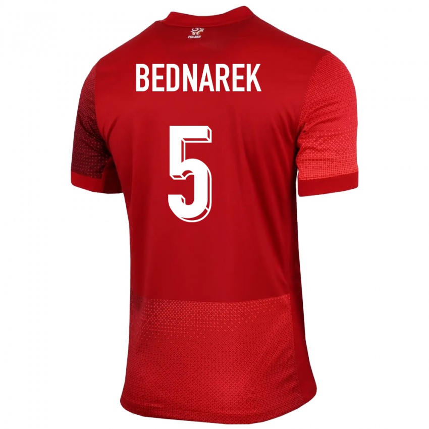 Pánské Polsko Jan Bednarek #5 Červené Daleko Hráčské Dresy 24-26 Dres