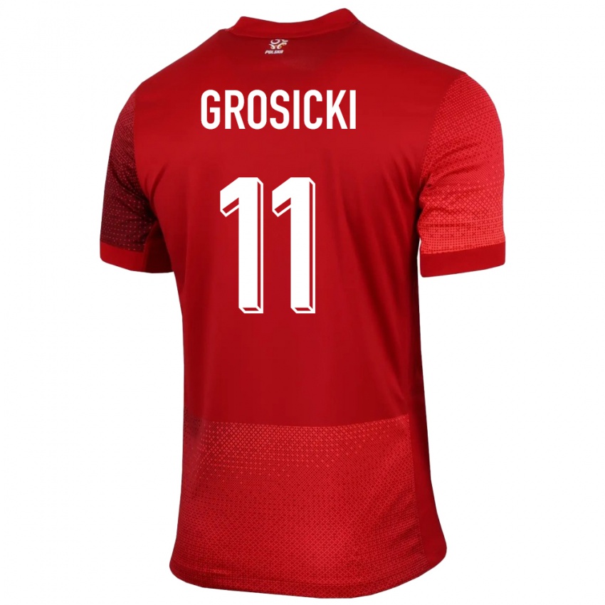 Pánské Polsko Kamil Grosicki #11 Červené Daleko Hráčské Dresy 24-26 Dres