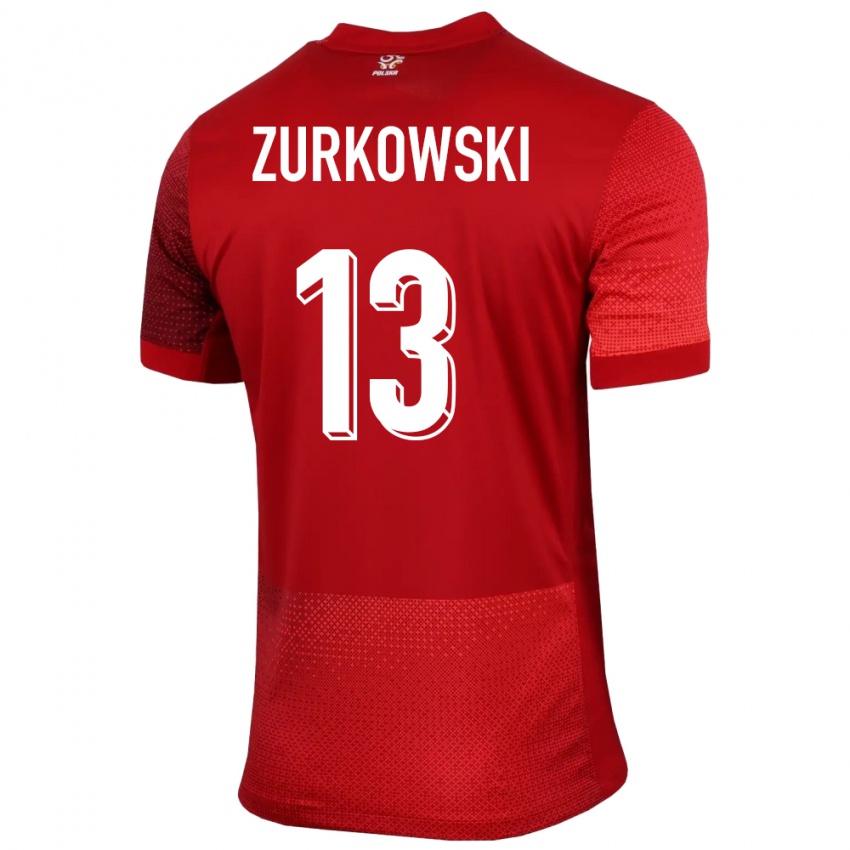 Pánské Polsko Szymon Zurkowski #13 Červené Daleko Hráčské Dresy 24-26 Dres