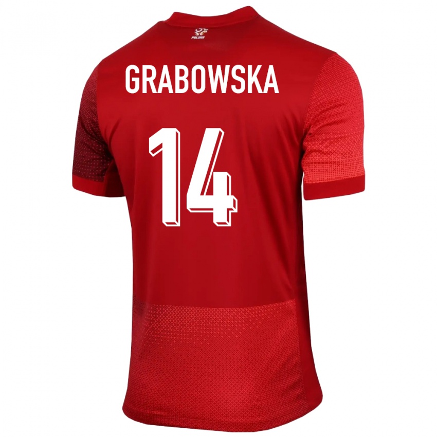 Pánské Polsko Dominika Grabowska #14 Červené Daleko Hráčské Dresy 24-26 Dres