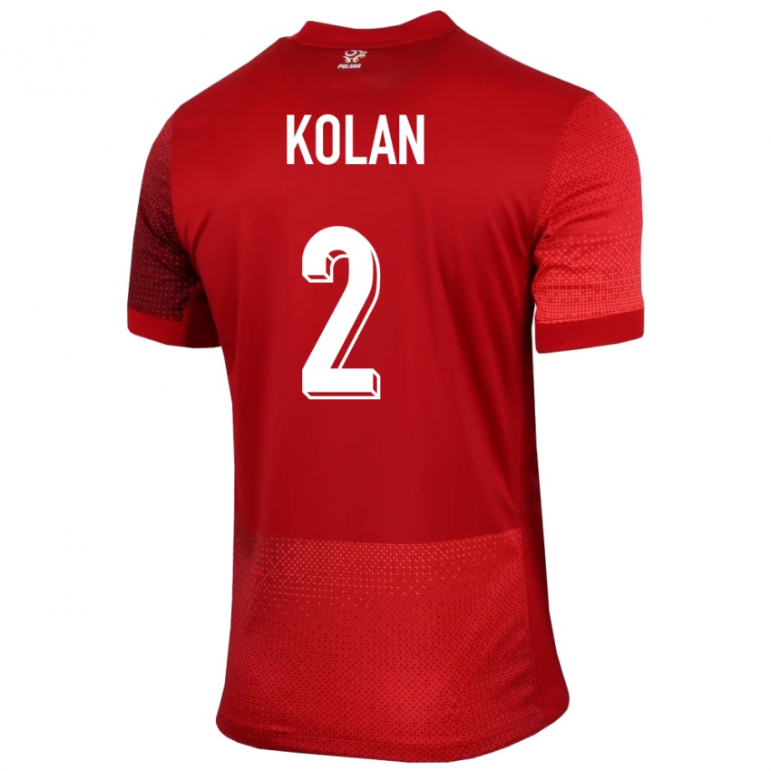 Pánské Polsko Jakub Kolan #2 Červené Daleko Hráčské Dresy 24-26 Dres