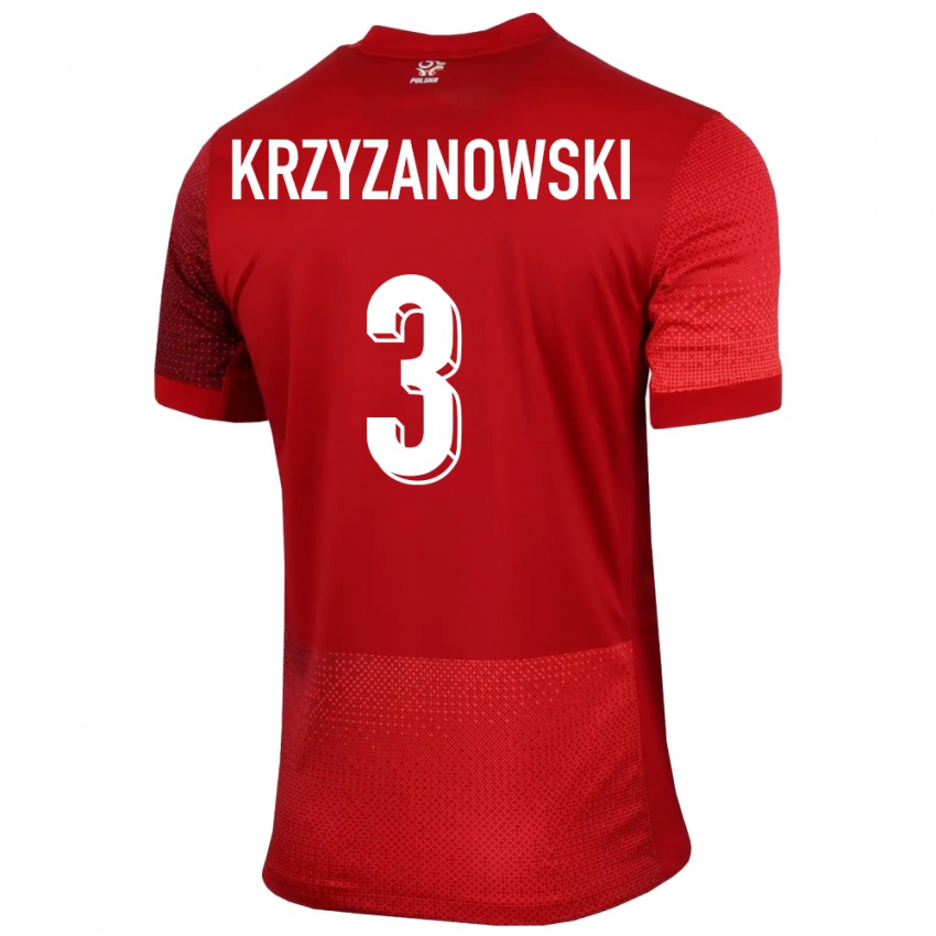 Pánské Polsko Jakub Krzyzanowski #3 Červené Daleko Hráčské Dresy 24-26 Dres