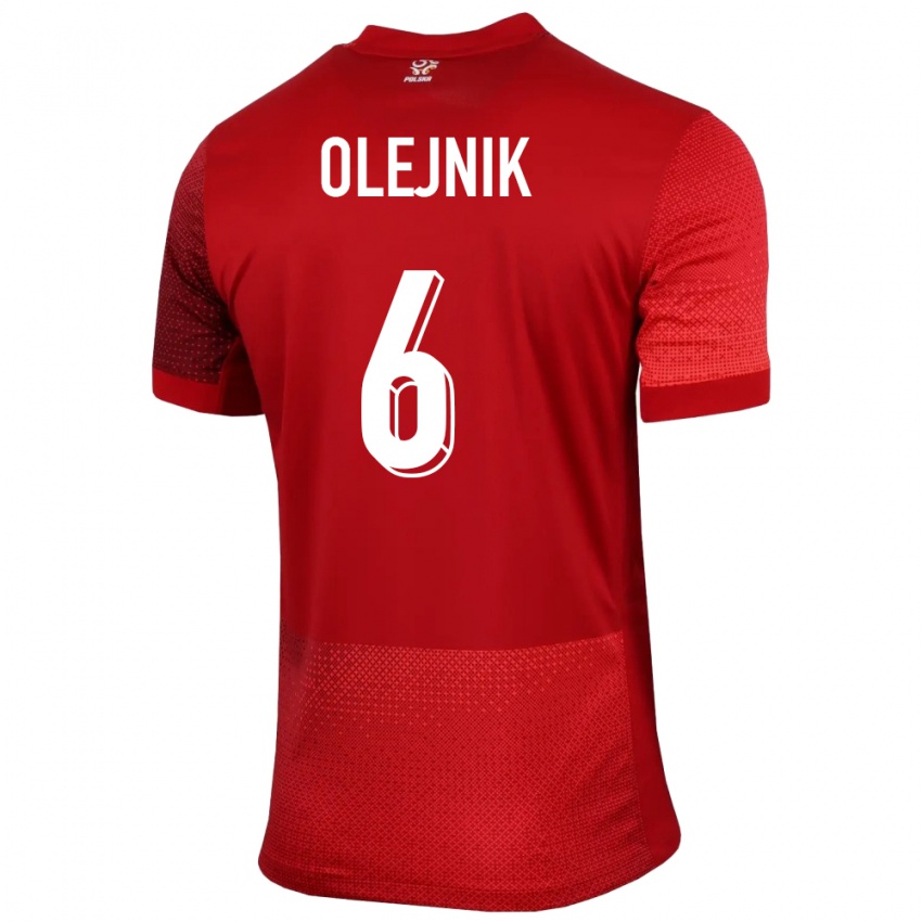 Pánské Polsko Patryk Olejnik #6 Červené Daleko Hráčské Dresy 24-26 Dres