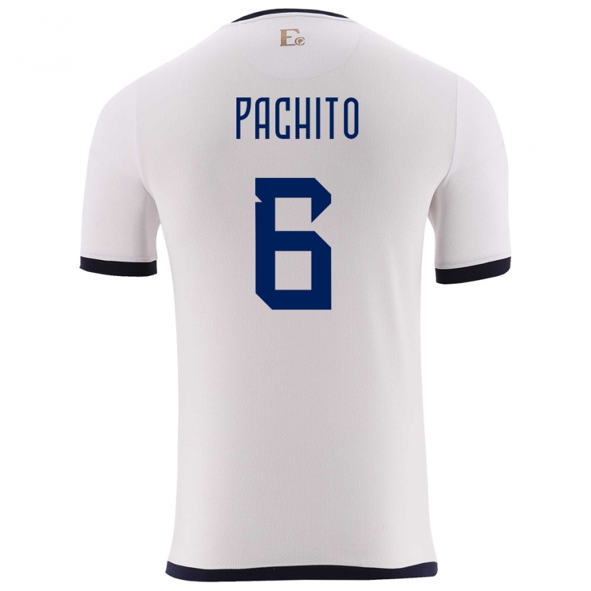 Pánské Ekvádor Angelica Pachito #6 Bílý Daleko Hráčské Dresy 24-26 Dres
