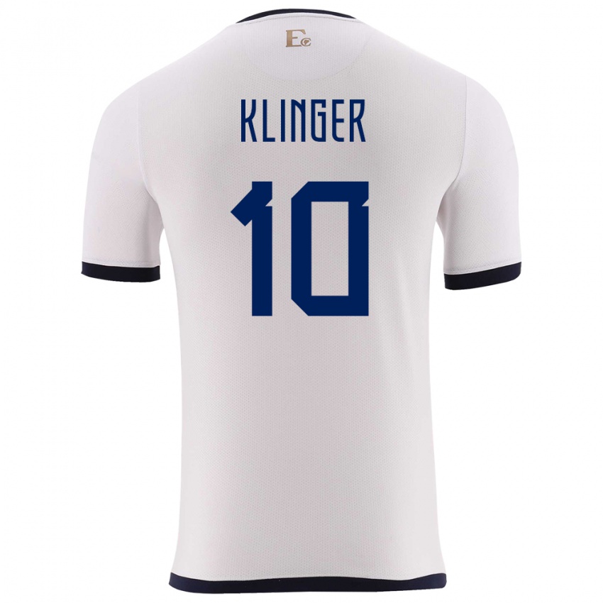 Pánské Ekvádor Jose Klinger #10 Bílý Daleko Hráčské Dresy 24-26 Dres