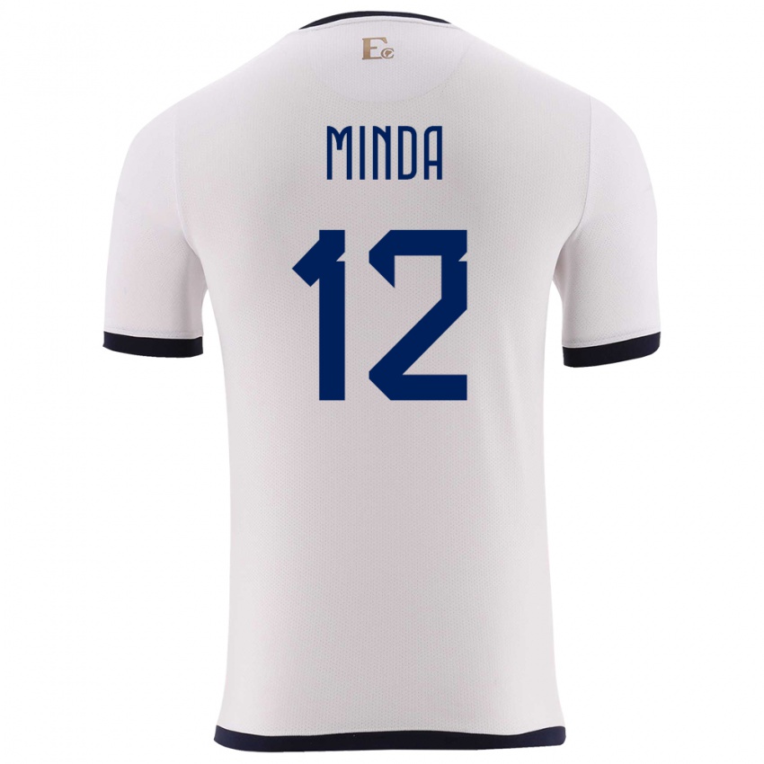 Pánské Ekvádor Ethan Minda #12 Bílý Daleko Hráčské Dresy 24-26 Dres