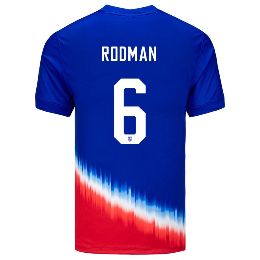Pánské Spojené Státy Americké Trinity Rodman #6 Modrý Daleko Hráčské Dresy 24-26 Dres