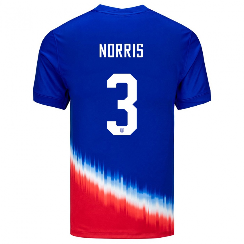 Pánské Spojené Státy Americké Nolan Norris #3 Modrý Daleko Hráčské Dresy 24-26 Dres