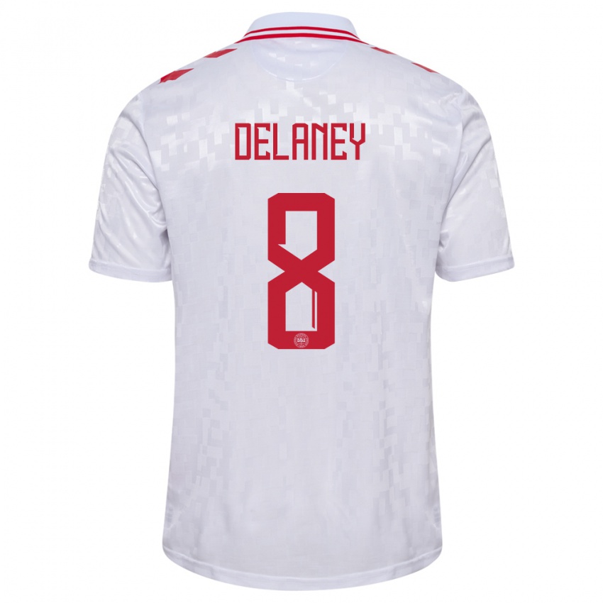 Pánské Dánsko Thomas Delaney #8 Bílý Daleko Hráčské Dresy 24-26 Dres