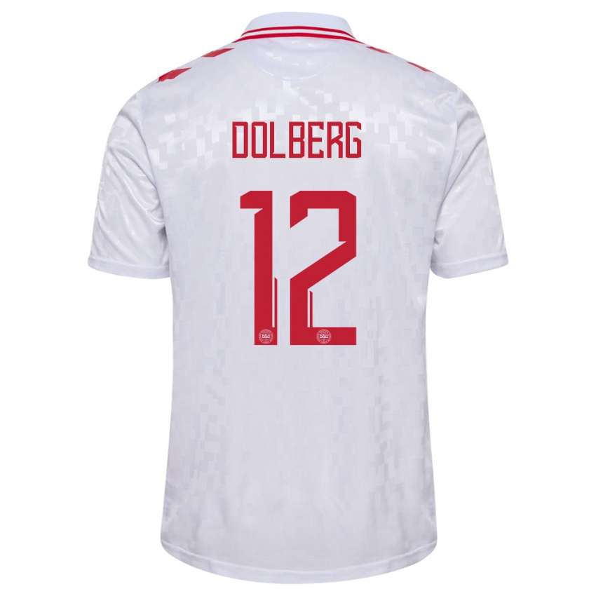 Pánské Dánsko Kasper Dolberg #12 Bílý Daleko Hráčské Dresy 24-26 Dres