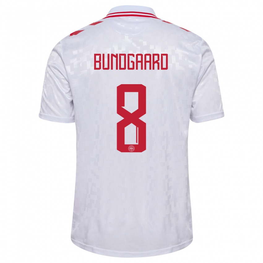 Pánské Dánsko Filip Bundgaard #8 Bílý Daleko Hráčské Dresy 24-26 Dres