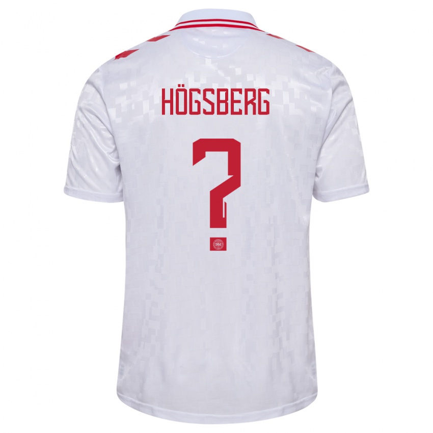 Pánské Dánsko Lucas Högsberg #0 Bílý Daleko Hráčské Dresy 24-26 Dres