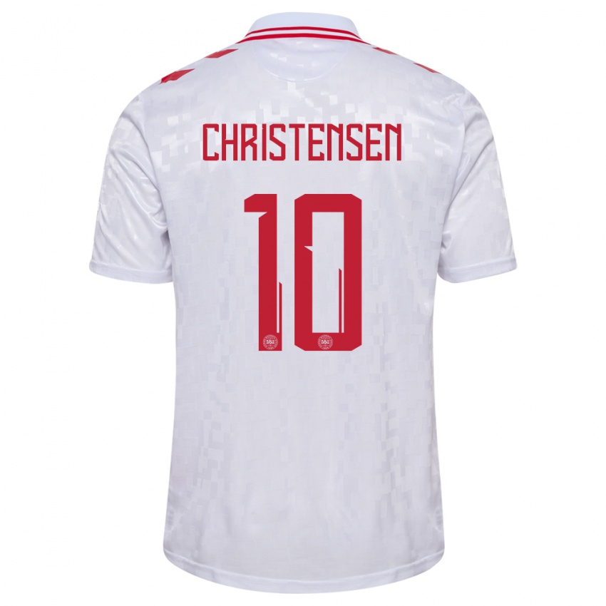 Pánské Dánsko Gustav Christensen #10 Bílý Daleko Hráčské Dresy 24-26 Dres