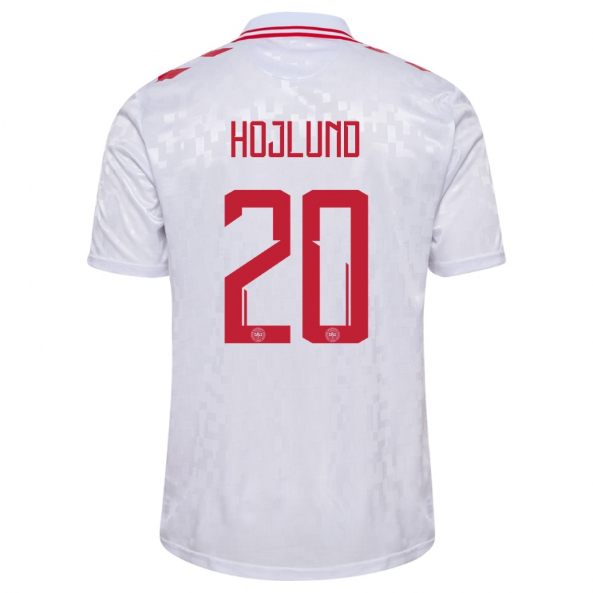 Pánské Dánsko Rasmus Hojlund #20 Bílý Daleko Hráčské Dresy 24-26 Dres