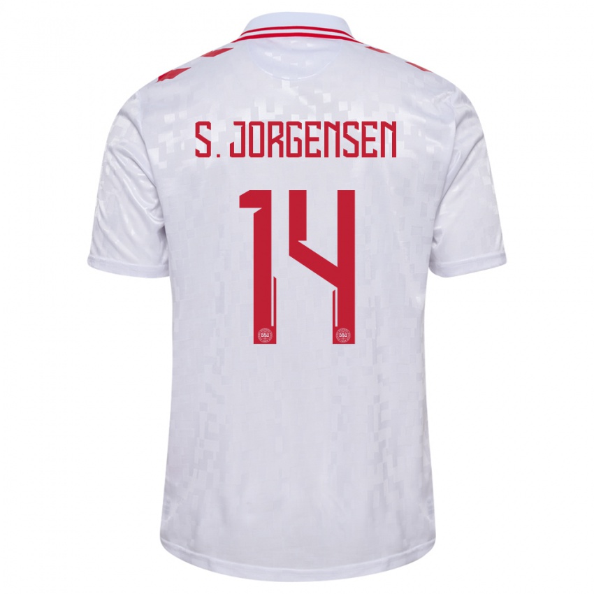 Pánské Dánsko Sebastian Jorgensen #14 Bílý Daleko Hráčské Dresy 24-26 Dres