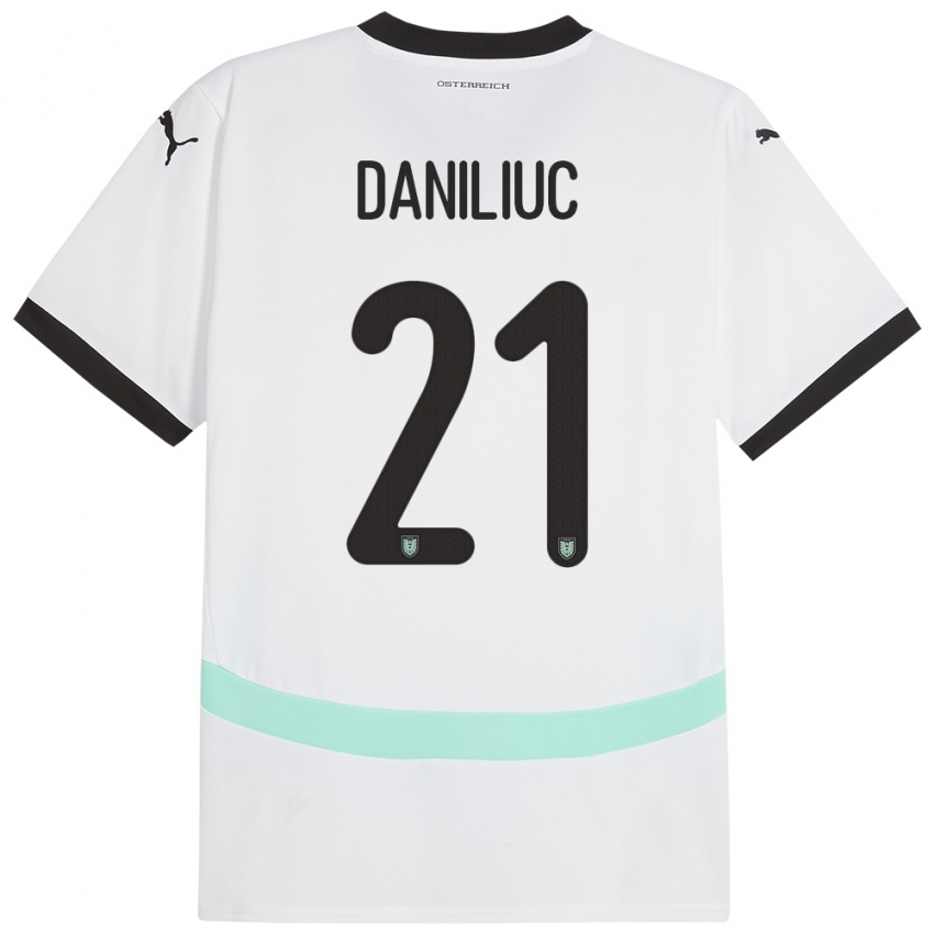 Pánské Rakousko Flavius Daniliuc #21 Bílý Daleko Hráčské Dresy 24-26 Dres