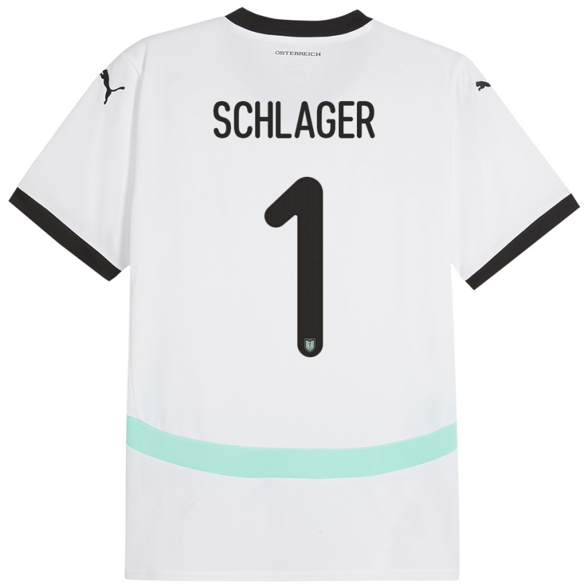 Pánské Rakousko Alexander Schlager #1 Bílý Daleko Hráčské Dresy 24-26 Dres