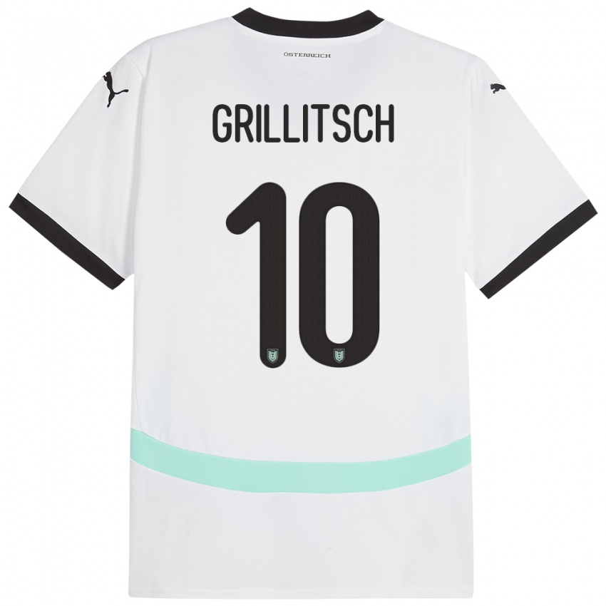 Pánské Rakousko Florian Grillitsch #10 Bílý Daleko Hráčské Dresy 24-26 Dres