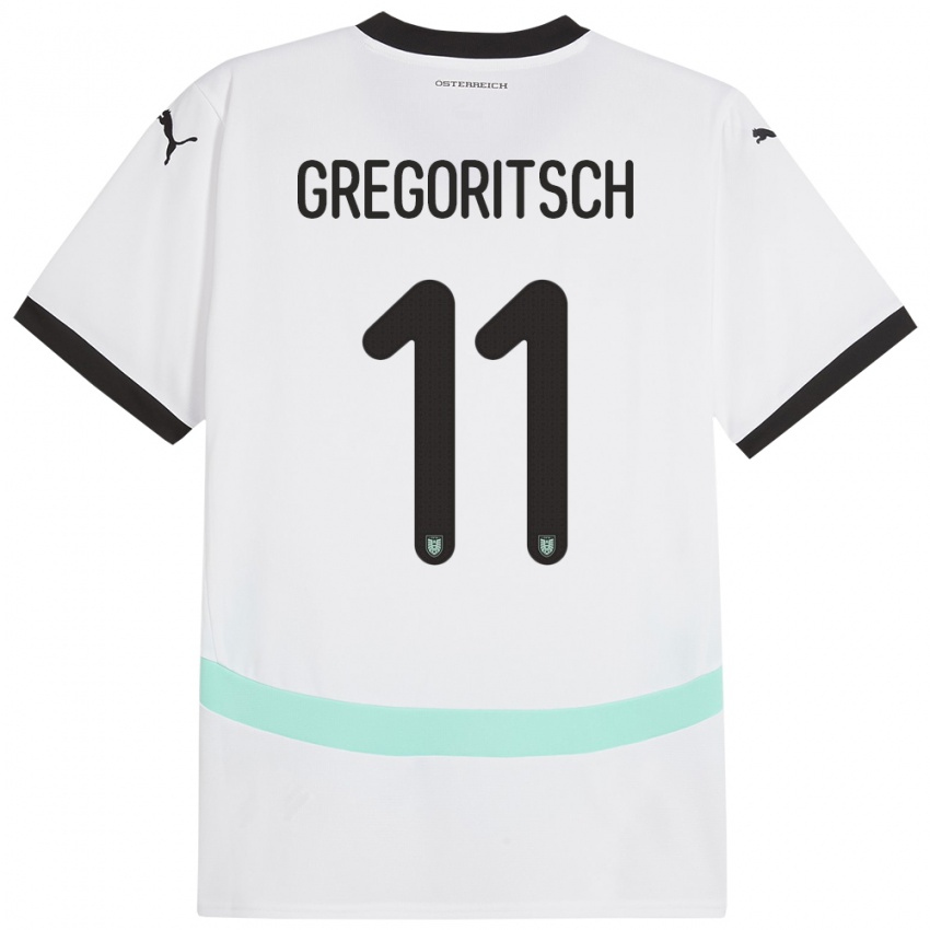 Pánské Rakousko Michael Gregoritsch #11 Bílý Daleko Hráčské Dresy 24-26 Dres