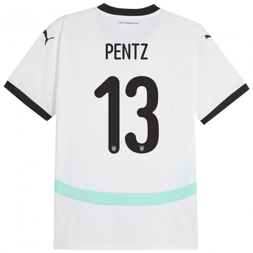 Pánské Rakousko Patrick Pentz #13 Bílý Daleko Hráčské Dresy 24-26 Dres