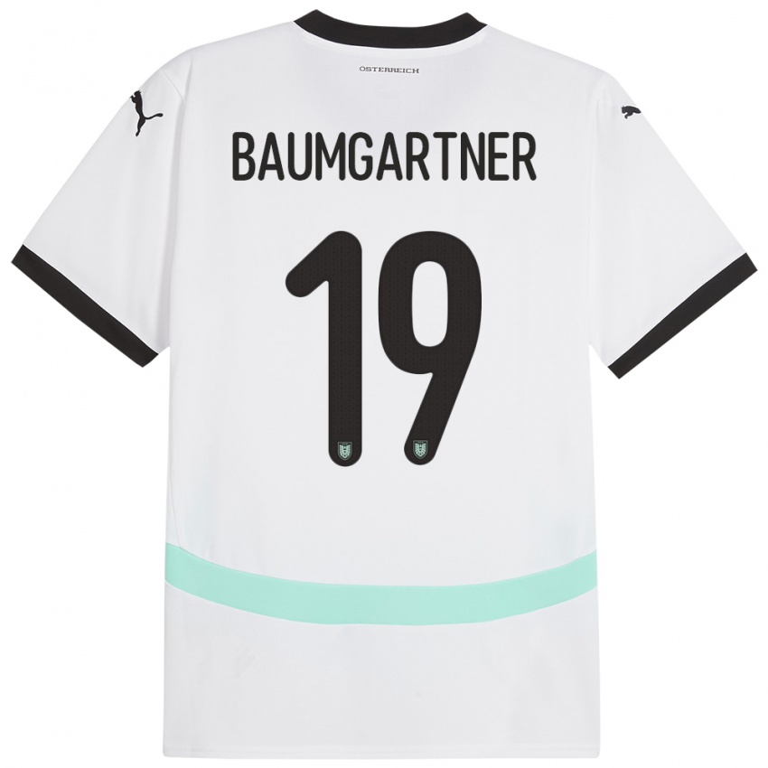 Pánské Rakousko Christoph Baumgartner #19 Bílý Daleko Hráčské Dresy 24-26 Dres