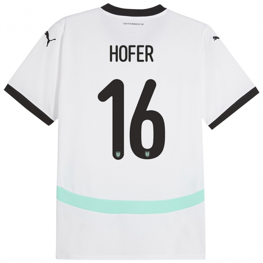 Pánské Rakousko Raphael Hofer #16 Bílý Daleko Hráčské Dresy 24-26 Dres