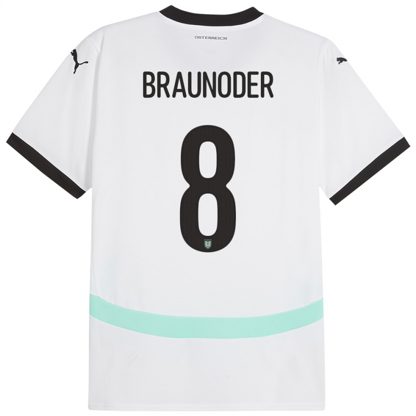 Pánské Rakousko Matthias Braunöder #8 Bílý Daleko Hráčské Dresy 24-26 Dres