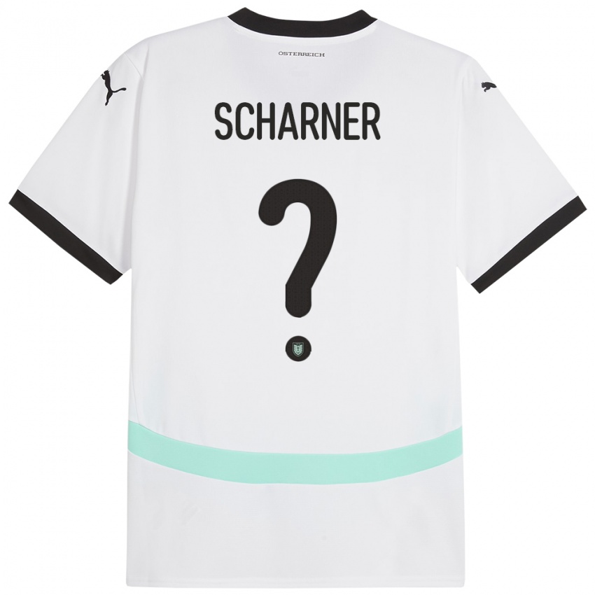 Pánské Rakousko Benedict Scharner #0 Bílý Daleko Hráčské Dresy 24-26 Dres