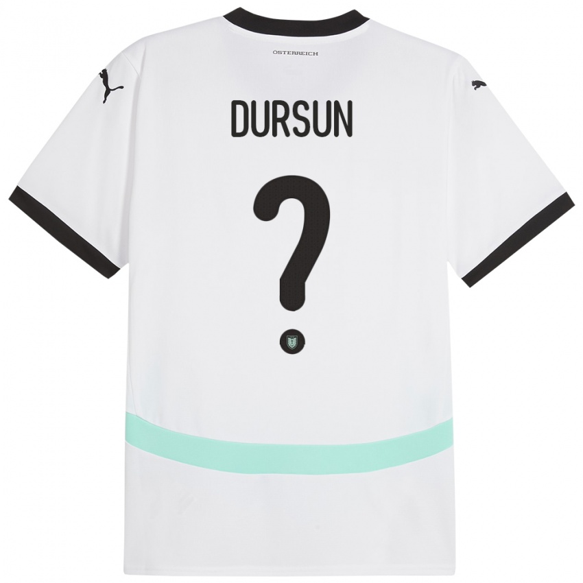 Pánské Rakousko Furkan Dursun #0 Bílý Daleko Hráčské Dresy 24-26 Dres