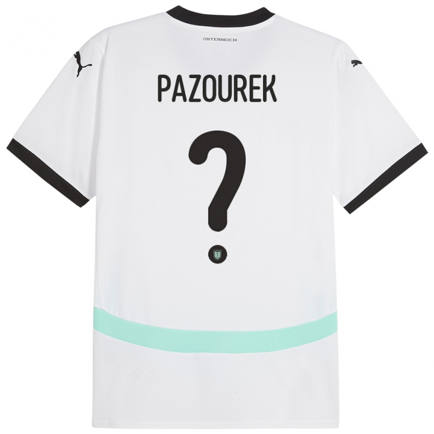 Pánské Rakousko Luca Pazourek #0 Bílý Daleko Hráčské Dresy 24-26 Dres