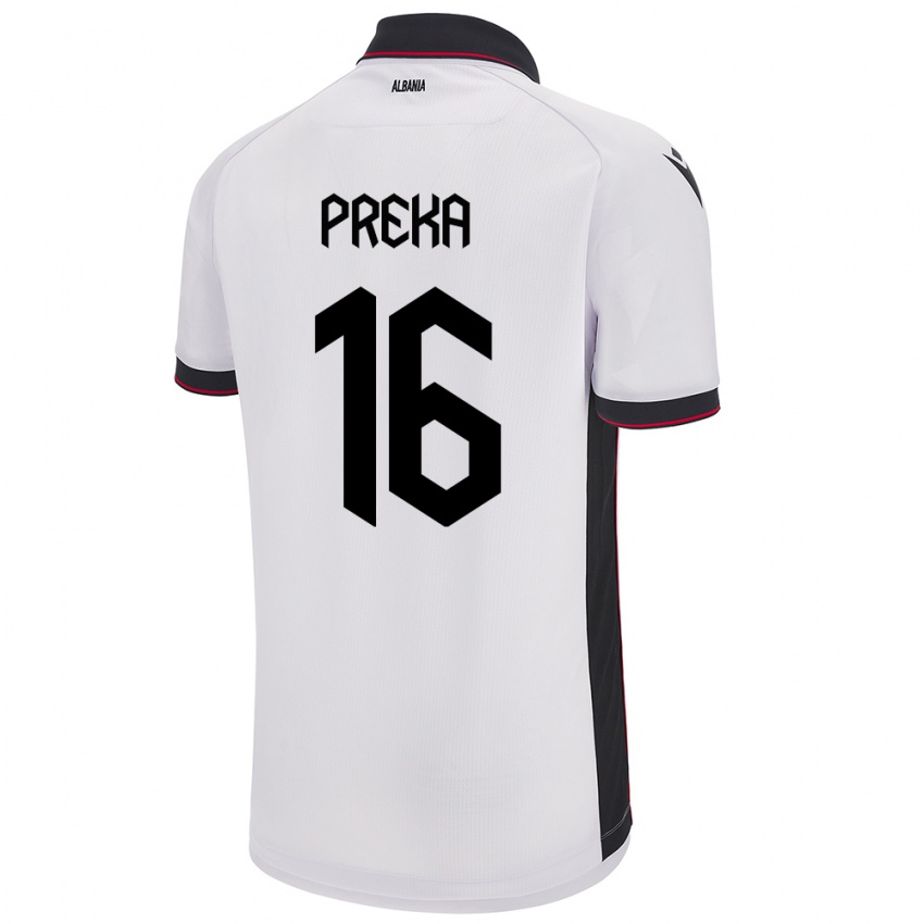 Pánské Albánie Marcelino Preka #16 Bílý Daleko Hráčské Dresy 24-26 Dres