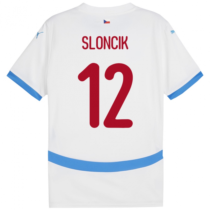 Pánské Česko Tom Sloncik #12 Bílý Daleko Hráčské Dresy 24-26 Dres