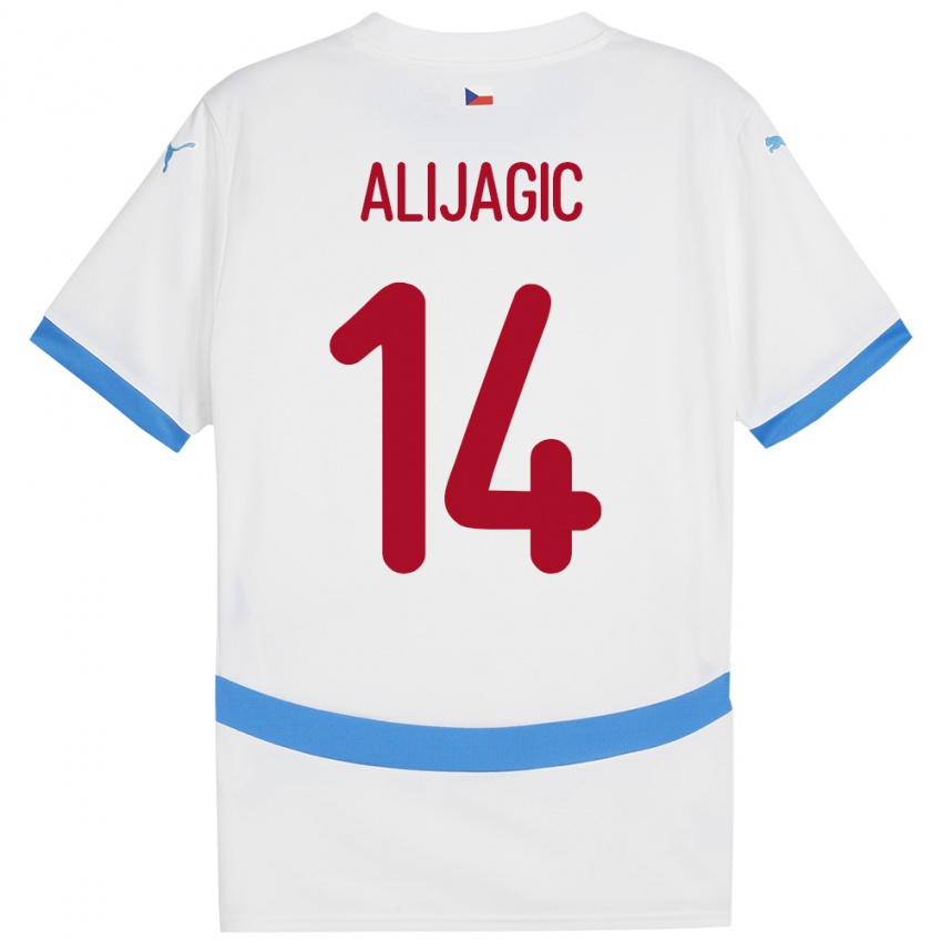 Pánské Česko Denis Alijagic #14 Bílý Daleko Hráčské Dresy 24-26 Dres