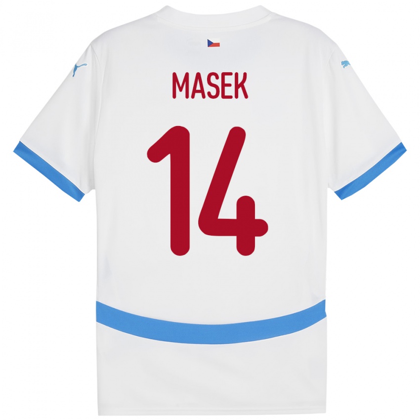 Pánské Česko Lukas Masek #14 Bílý Daleko Hráčské Dresy 24-26 Dres