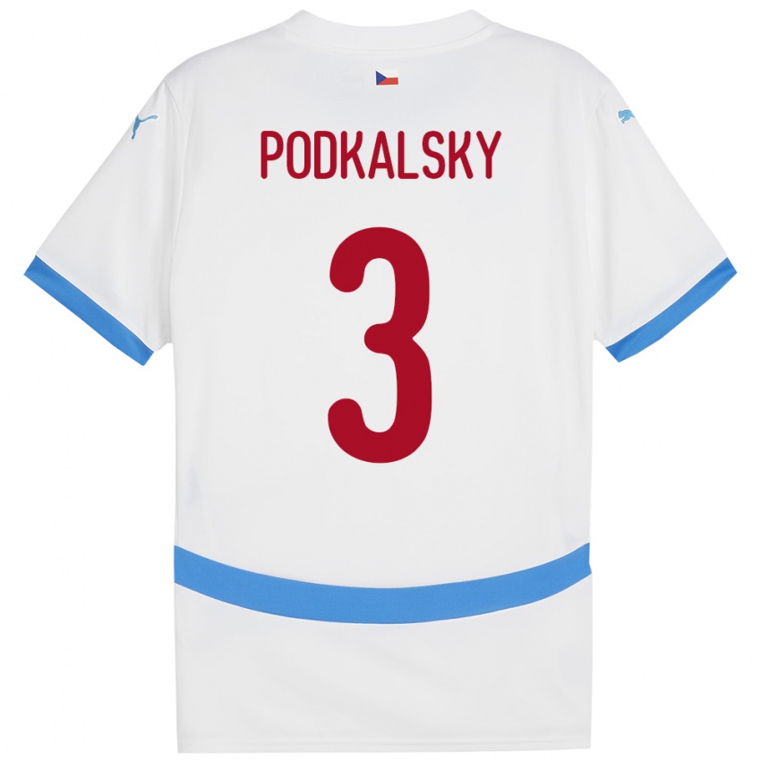 Pánské Česko Jakub Podkalsky #3 Bílý Daleko Hráčské Dresy 24-26 Dres