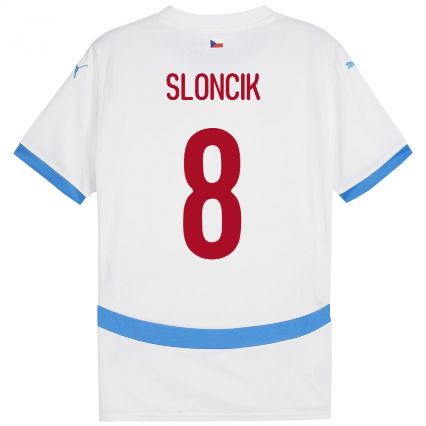 Pánské Česko Simon Sloncik #8 Bílý Daleko Hráčské Dresy 24-26 Dres