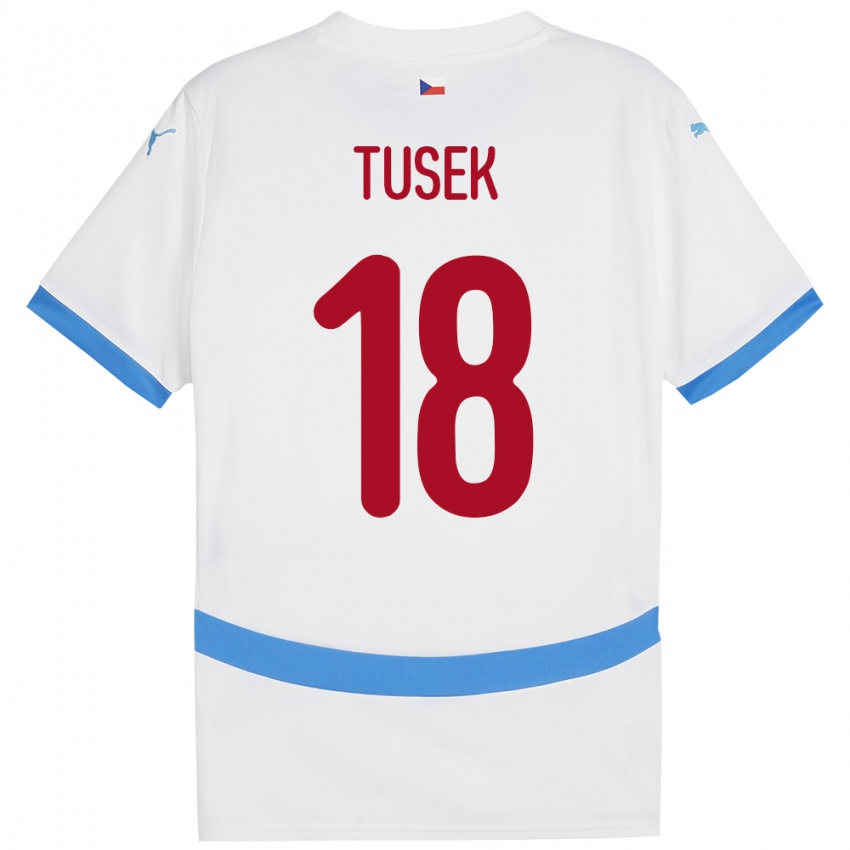 Pánské Česko Adam Tusek #18 Bílý Daleko Hráčské Dresy 24-26 Dres